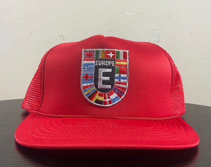 Vintage Europe Snapback Hat Blanc Caps OSFA Travel Tourist 1990s 90s