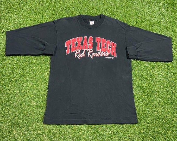 Vintage Texas Tech University Long Sleeve Shirt Tee Made USA Size Large L NCAA College Football 1990s 90s