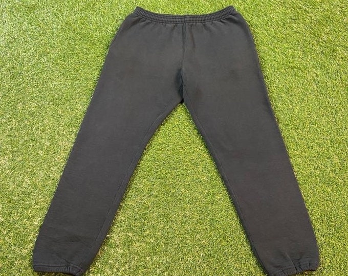 Vintage Plain Black Sweatpants Russell Athletic Made USA Size Medium M Soft Joggers Comfortable Warm 1990s 90s