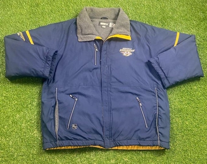 Vintage Nashville Predators Jacket CCM Size XXL 2XL Tennessee NHL Hockey Parka Winter Coat 1990s 90s