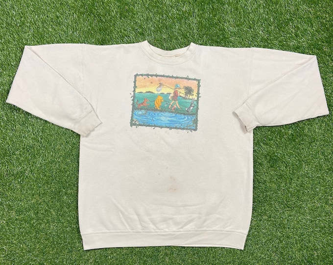 Vintage Winnie the Pooh Crewneck Sweatshirt Planet Earth Made USA Size Xtra Large XL Walt Disney World Wdw Disneyland Piglet Tigger Eeyore