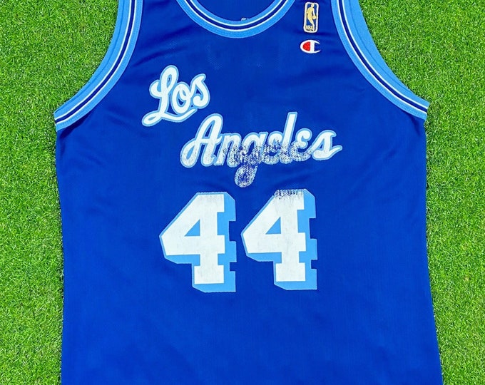 Vintage Los Angeles Lakers Jerry West #44 Basketball Jersey NBA Champion Size 44 Made USA California 1990s 90s Classic Kobe Lebron Gold Logo
