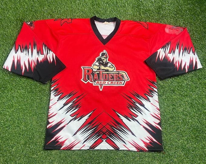 Vintage Red Creek Raiders Jersey Pro Joy Sportswear Made in Canada Size Medium M NHL Hockey 1990s 90s