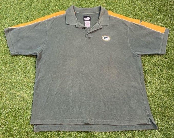 Vintage Green Bay Packers Polo Shirt Puma Size XXL 2XL M NFL Football Wisconsin Pack Favre Cheese Head 1990s 90s