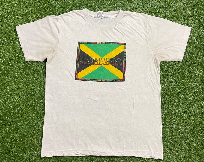 Vintage Jamaica T Shirt Tee Size Large L Beautiful Island Caribbean Bob Marley Tourist Travel 1980s 80s