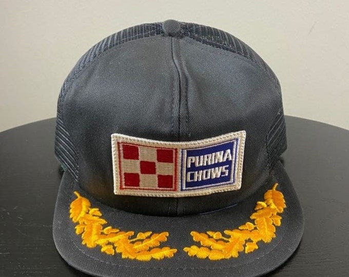 Vintage Purina Chows Snapback Hat Cap Made USA OSFA One Size Fits All Dogs Puppy Classic 1980s 80s