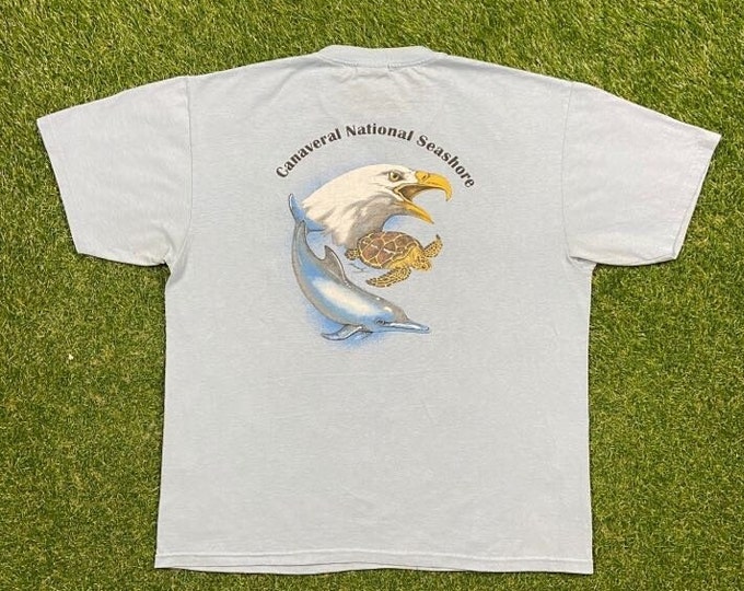 Vintage Canaveral National Seashore T Shirt Tee Hanes Size Large US National Park Service Titusville Florida Wildlife Habitat 1990s 90s