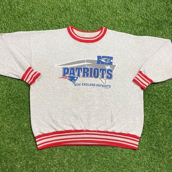 Vintage New England Patriots Crewneck Sweatshirt Made USA Size Xtra Large XL NFL Football Boston Massachusetts Tom Brady 1990s Pull Over