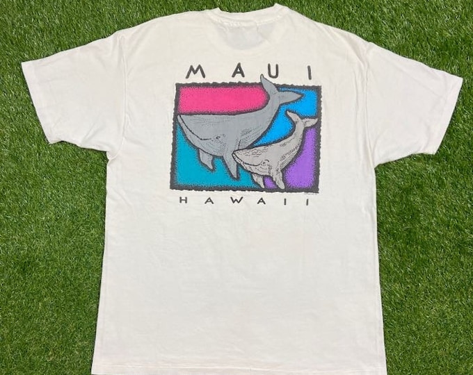 Vintage Maui Hawaii T Shirt Tee Hanes Made USA Size Xtra Large XL Beautiful Island of USA Palm Trees Beach Honolulu