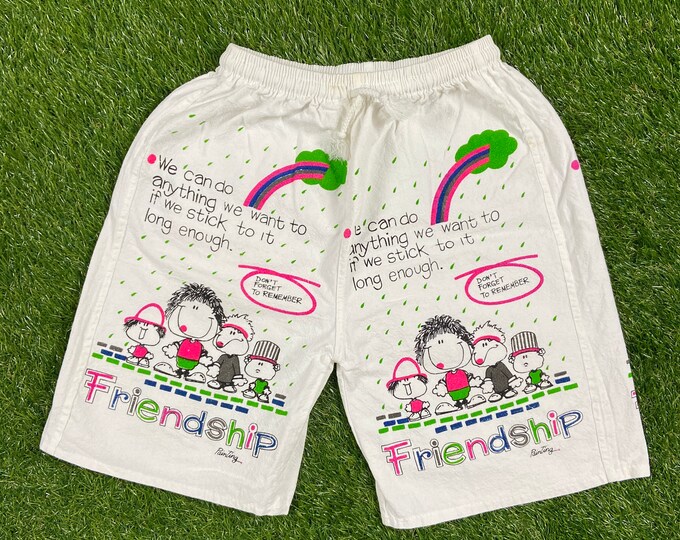 Vintage Friendship Painting Shorts Salco Size Small / Medium 1990s 90s All Over