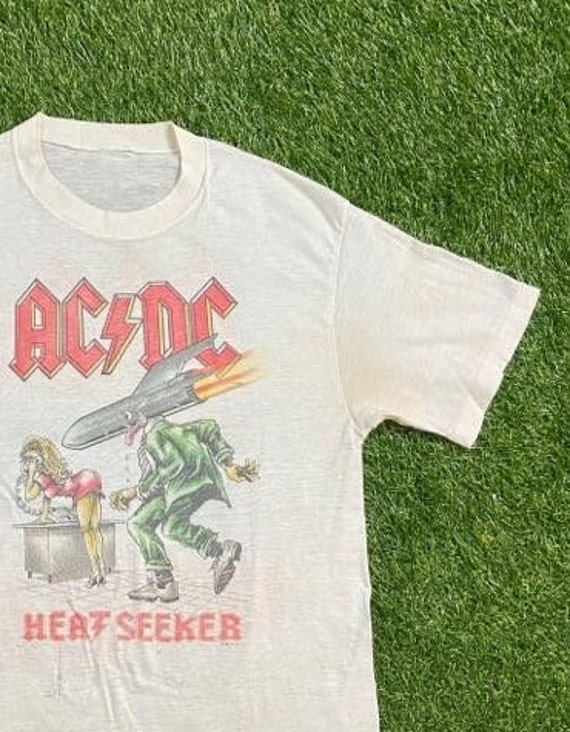 Vintage AC DC Heat Seeker T Shirt Rock Tee Size Small World Tour 1988 Hard Rock Rare Print! 1980s 80s View 2