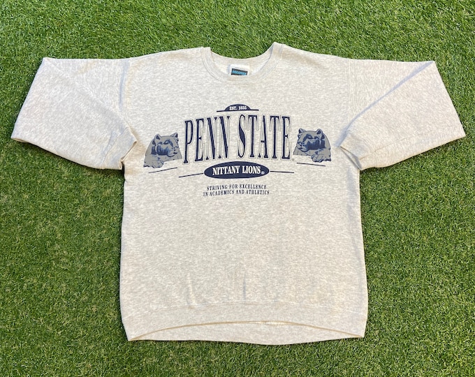 Vintage Penn State University Crewneck Sweatshirt Made USA Size Medium M NCAA College Football Nittany Lions 1990s 90s Pull Over Oversized
