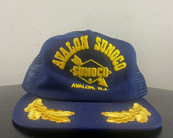 Vintage Sunoco Snapback Hat Cap Made Usa OSFA Avalon New Jersey NJ Oil Gas Station NASCAR Racing Daytona 500 1990s 90s