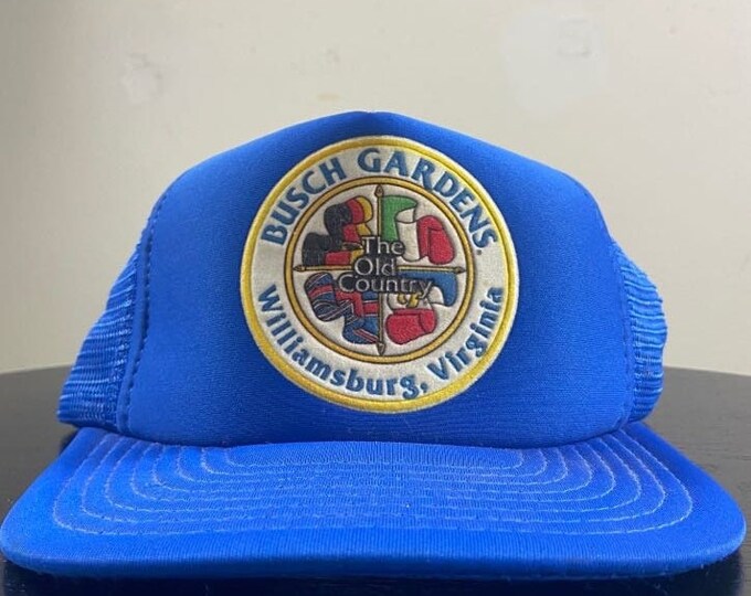 Vintage Busch Gardens Snapback Hat OSFA Theme Park Amusement Attraction Williamsburg Virginia 1980s 80s