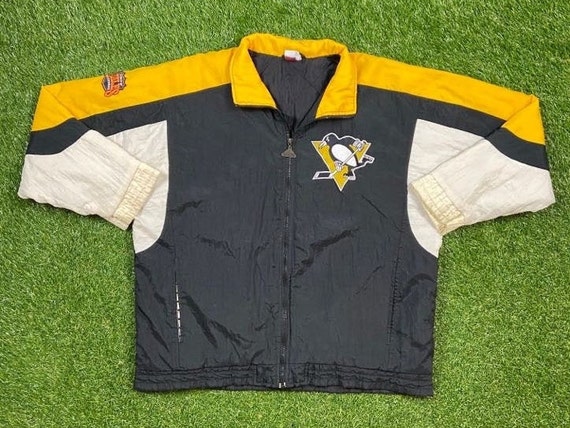 Vintage Pittsburgh Penguins Varsity Bomber Jacket Starter Size Large L NHL Hockey Sidney Crosby Pennsylvania 1990s 90s