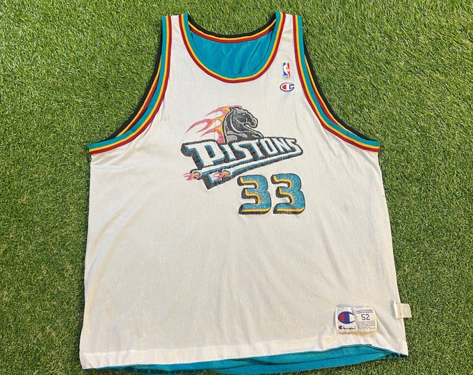 Vintage Detroit Pistons Grant Hill #33 Reversible Jersey Champion Made USA Size 52 XL Michigan 90s 1990s Classic Bad Boys Jordan 1990s 90s