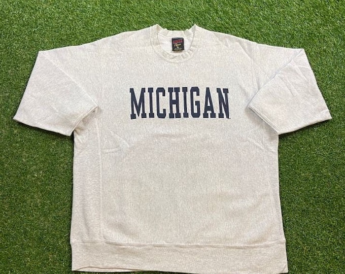 Vintage University of Michigan Crewneck Sweatshirt Made USA Size Xtra Large XL NCAA College Football Wolverines Detroit Big House Pull Over