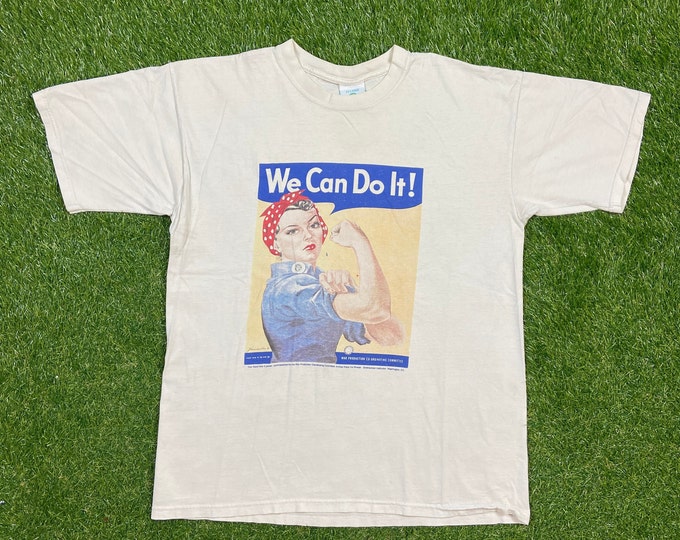Vintage World War 2 Poster We Can Do It T Shirt Tee Smithsonian Made USA Size Xtra Large XL Feminism War Production Rosie the Riveter
