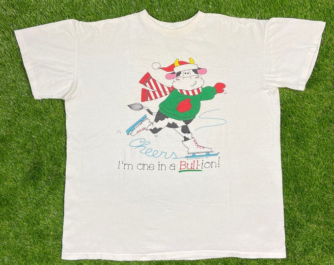 Vintage Christmas Cheers Tshirt Tacky Holiday Party Merry Santa Classic Joyce Designs Inc XL 80s 90s Xmas