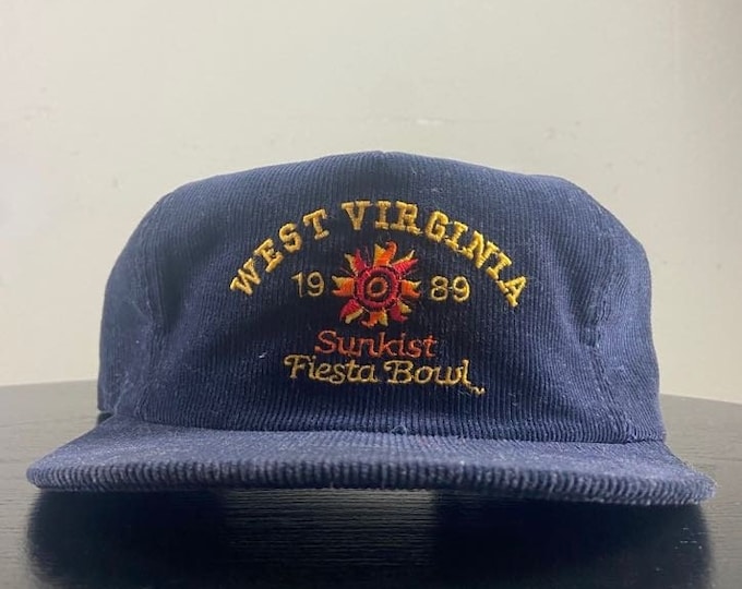 Vintage University of West Virginia Snapback Hat University Square Made USA OSFA 1989 Fiesta Bowl Mountaineers WVU Ncaa College Football 80s