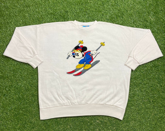 Vintage Mickey Mouse Crewneck Sweatshirt Size Medium M Walt Disney World Magic Kingdom Disneyland Classic Rare Pull Over