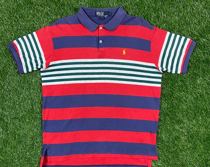 Vintage Ralph Lauren Polo Shirt Made USA Size Large RL American Apparel