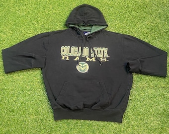 Vintage Colorado State University Rams Hoodie Sweatshirt Size Small S NCAA College Football Denver Colorado 1990s 90s Pull Over Oversized