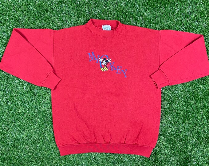 Vintage Disney Mickey Mouse Crewneck Sweatshirt Mickey & Co Made USA Size Medium Walt Disney World 1990s M Classic 90s Magic Pull Over