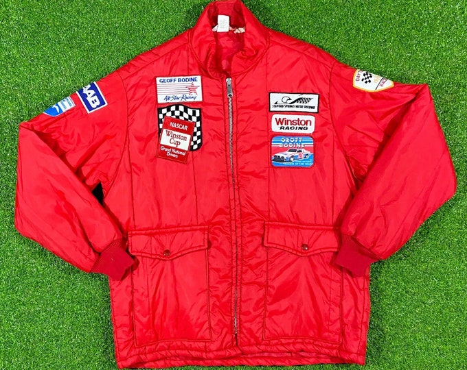 Vintage Winston Racing Geoff Bodine Racing Sport Puffer Jacket Nascar RJ Reynolds Tobacco Made USA Xtra Large & Large Authentic Pit Crew Bud