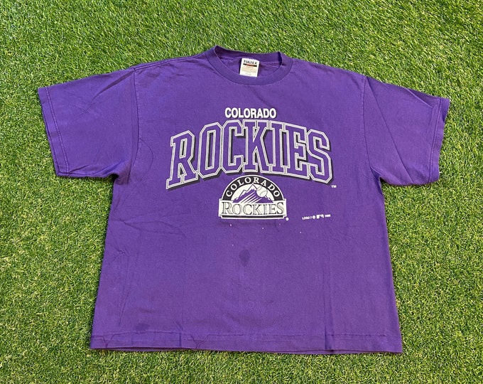 Vintage Colorado Rockies T Shirt Tee Tultex Made USA Size Xtra Large XL MLB Baseball Denver 1990s 90s