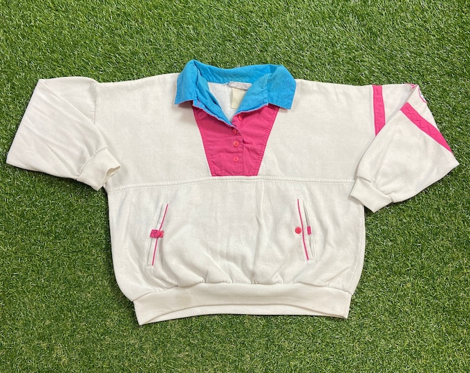 Vintage Adidas Crewneck Sweatshirt Size Small S Big Logo RARE New York 80s Pull Over Oversized Warm Cozy Crewneck Comfy