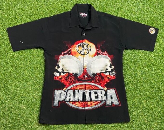 Vintage Pantera Button Down Shirt Rock Band Tee Size Large L Heavy Metal Hard Rock Arlington Texas 1990s 90s