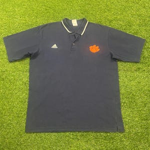 Vintage Clemson Universität Tigers Polo Shirt Adidas Größe Large L ECAA College Football South Carolina Classic Original 1990s 90s