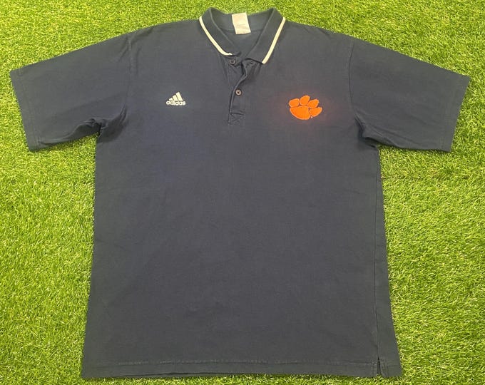 Vintage Clemson University Tigers Polo Shirt Adidas Size Large L NCAA College Football South Carolina Classic Original 1990s 90s