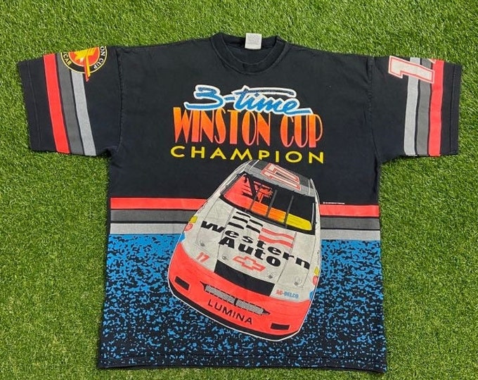 Vintage Darrell Waltrip T Shirt Tee Made USA Size XXL 3 Time Winston Cup Champion NASCAR Daytona 500 Racing Earnhardt Car Classic 1990s Rare
