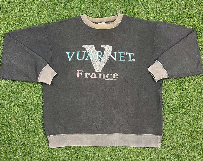 Vintage Vuarnet France Crewneck Sweatshirt Size XXL 2XL French Eyewear Brand Paris Pull Over Oversized