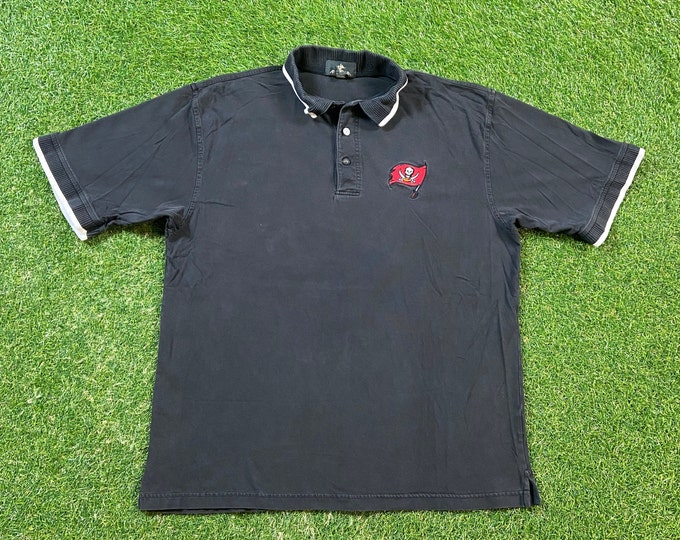 Vintage Tampa Bay Buccaneers Polo Shirt Antigua Size Large L NFL Football Bucs 1990s 90s Golf Collar Tom Brady