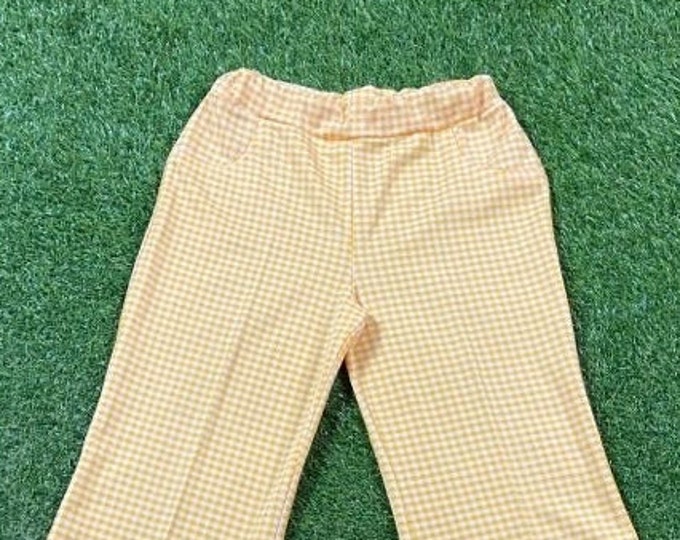 Vintage Yellow Cool Patterned Pants Size Medium M Bell Bottom Pants Classic Hippie Counter Culture 1970s 70s