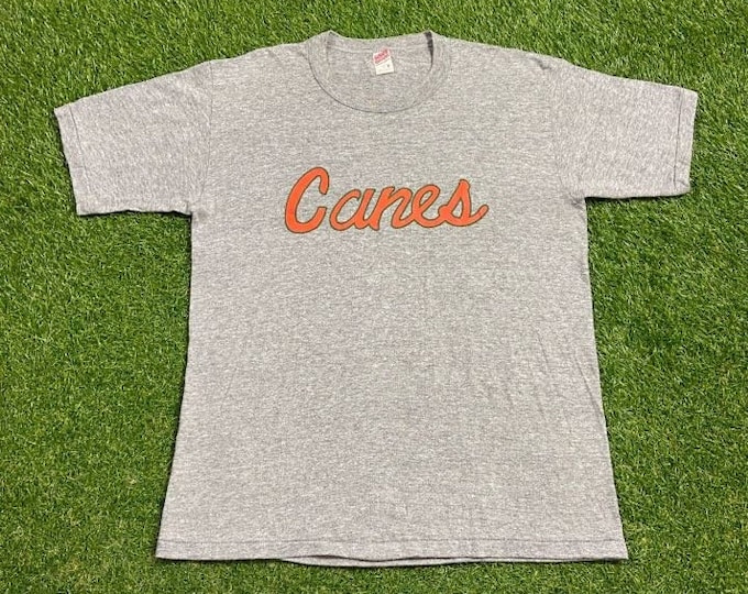 Vintage University of Miami Hurricanes T Shirt Tee Xtra Large XL The U Miami Style Florida NCAA College Football 90s Orange Tri Blend Rayon