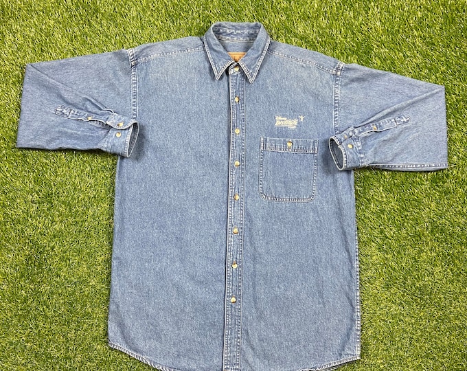 Vintage Disney Institute Button Down Shirt Size Medium M Walt Disney World WDW Disneyland Mickey Mouse 1990s 90s