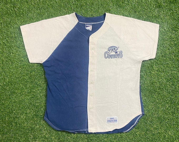 Vintage Dallas Cowboys Baseball Jersey Shirt Made USA Size Large L NFL Football Aikman Texas 1990s 90s