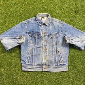 Vintage Lee Jean Jacket Size Small S American USA Classic Blue Jean Jacket Button Down 1990s 90sOriginal
