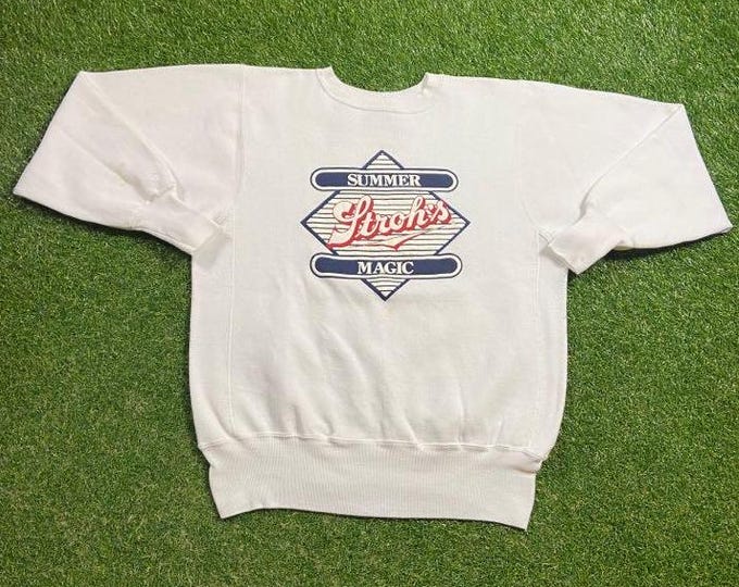 Vintage Stroh's Crewneck Sweatshirt Made USA Size Xtra Large XL Beer Alcohol Brewery Pull Over Oversized 1990s 90s