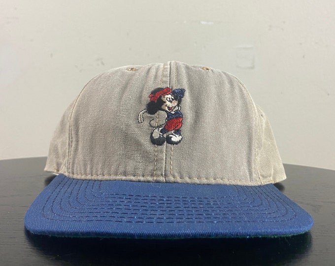 Vintage Mickey Mouse Golf Strap Back Hat Cap Made USA OSFA Walt Disney World WDW Disneyland 1990s 90s