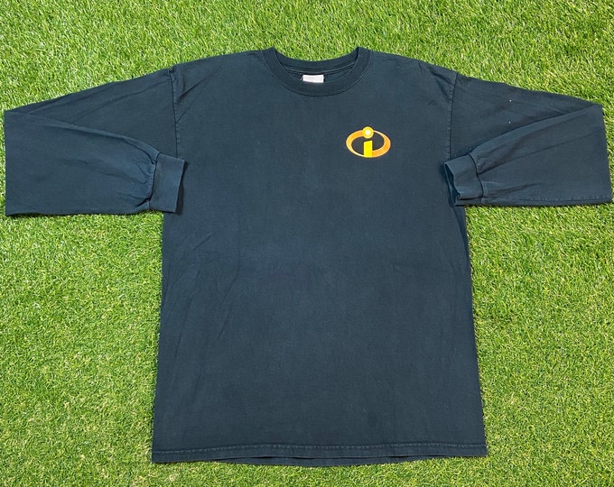 Vintage The Incredibles Long Sleeve Shirt Size Large L Disney Pixar Film Walt Disney World WDW 2004 Animation Film 00s