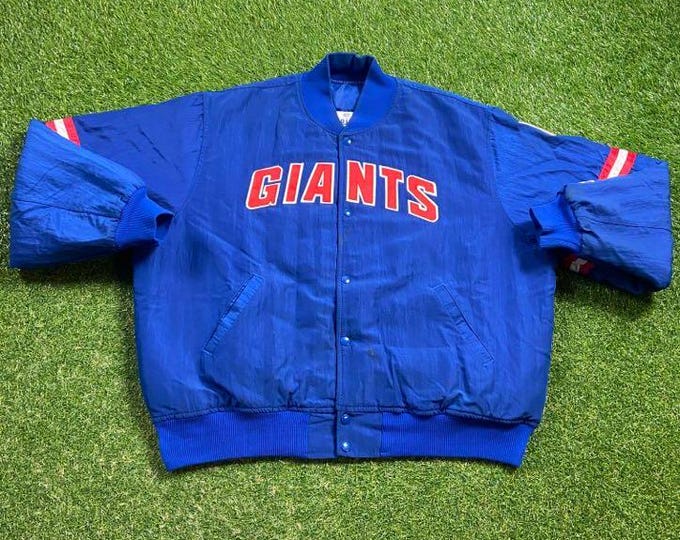 Vintage New York Giants Jacket Bomber Varsity Style Coat Starter Size Xtra Large XL NFL Football Classic NY Eli Meadowlands 1990s 90s
