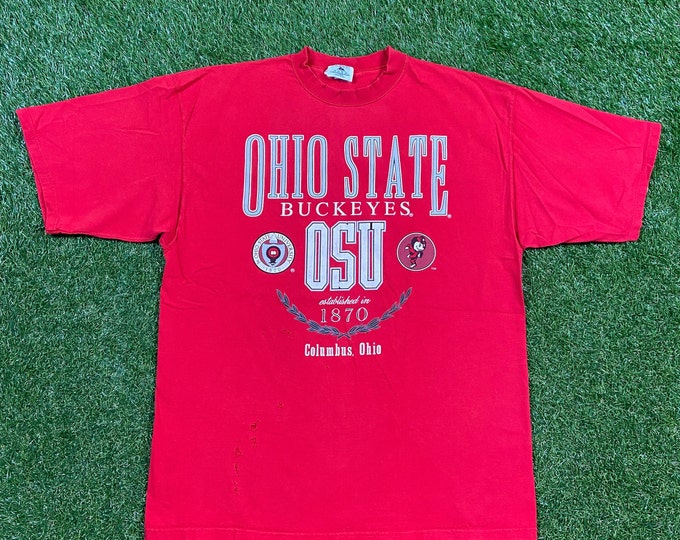 Vintage Ohio State University T Shirt Tee Galt Sand Made USA Size Xtra Large XL Cleveland NCAA Buckeyes Classic Football Basketball 1990s