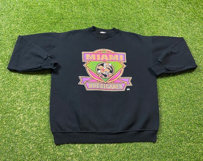 Vintage University of Miami Hurricanes Crewneck Sweatshirt Size Xtra Large XL 305 The U Miami Style Florida NCAA College Football 1990s 90s