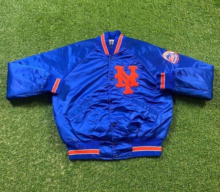 Vintage New York Mets Starter Varsity Satin Bomber Snap Jacket 