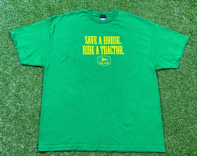 Vintage John Deere T Shirt Tee Size XXL 2XL Agricultural Manufacturer Tractor Landscape 1990s 90s